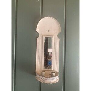 Vintage Metal Wall Candle Sconce Rustic White
